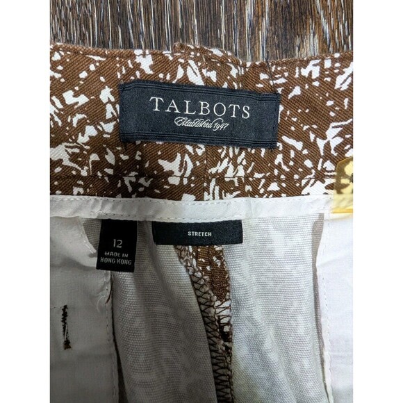 Talbots Capri Pants Womens Size 12 Brown White Floral - Picture 3 of 6